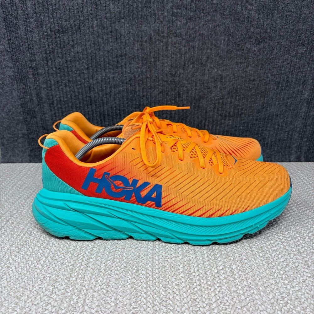 Hoka One One Rincon 3 Blazing Orange Fiesta Athletic Running Shoes Mens Size 13